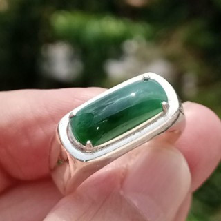 Genuine Burmese Jade Ring | 925 Sterling Silver Saddle Shaft