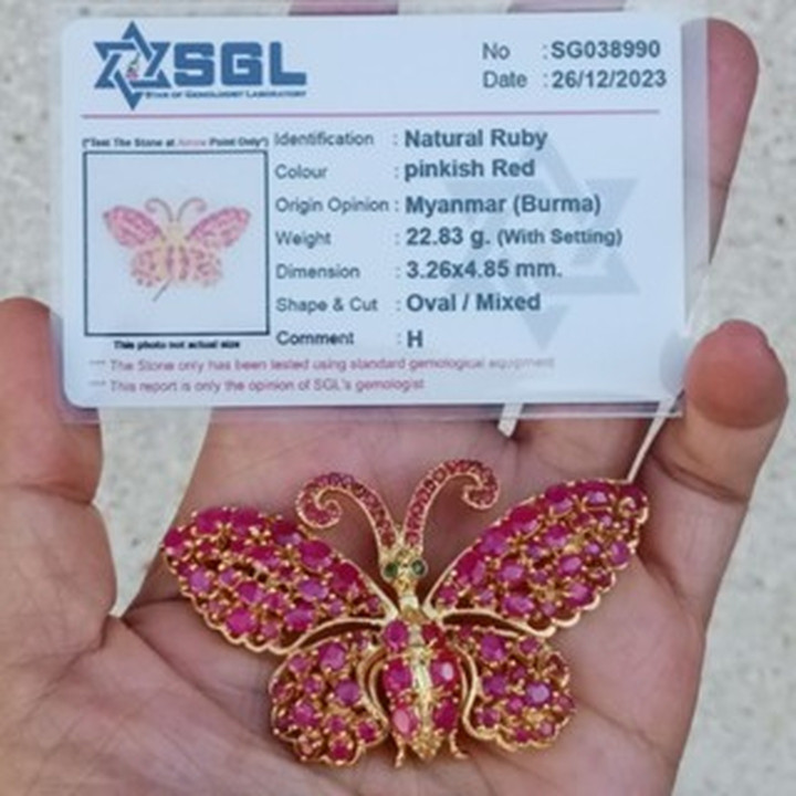Burmese Ruby Butterfly Brooch | 92.5 Sterling Silver | Antique