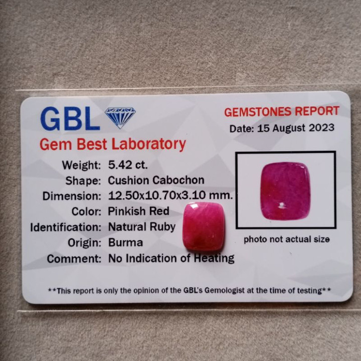 Burmese Ruby 5.42ct | GBL Certified Raw Gemstone