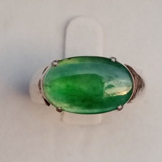 Natural Burmese Jade Ring in Sterling Silver