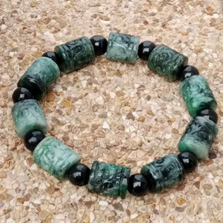 Natural Jadeite Type A Carved Jade Bracelet