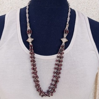 Garnet Necklace | Genuine Gemstone, Sterling Silver | 28 Inches