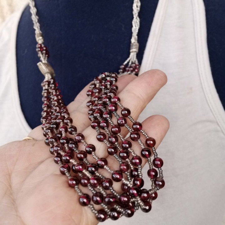 Garnet Necklace | Genuine Gemstone, Sterling Silver | 28 Inches