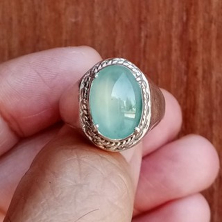 Stunning Burmese Jade Ring in Sterling Silver