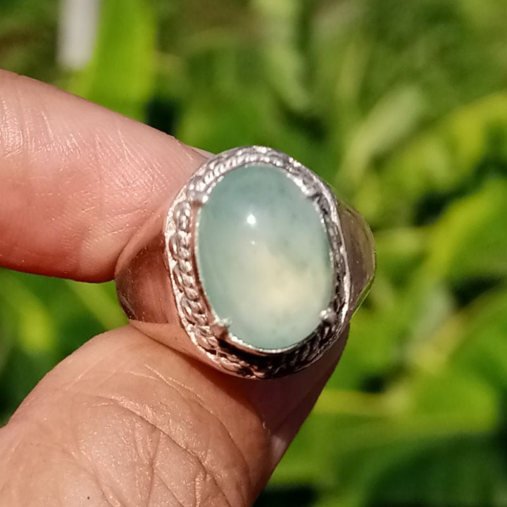 Stunning Burmese Jade Ring in Sterling Silver