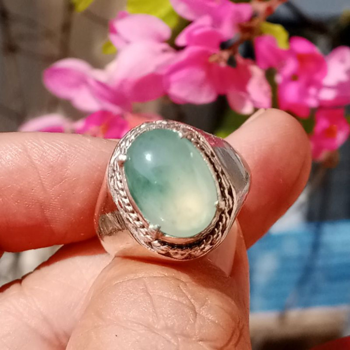 Stunning Burmese Jade Ring in Sterling Silver