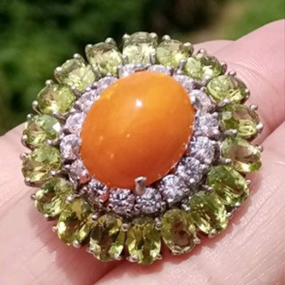 Opal and Peridot Sterling Silver Ring