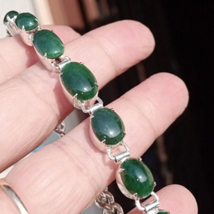 Pulsera de jade birmano auténtico | 19 cm de largo