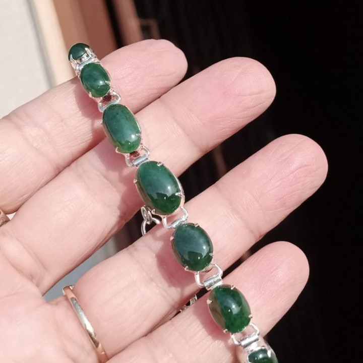 Pulsera de jade birmano auténtico | 19 cm de largo