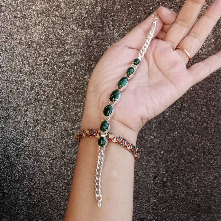 Pulsera de jade birmano auténtico | 19 cm de largo