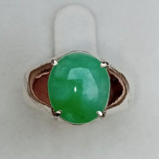 Genuine Burmese Jade Ring in 925 Sterling Silver