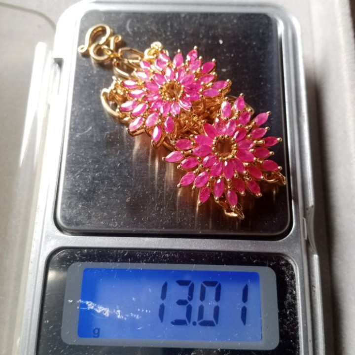 Pulsera de rubí birmano calentada | Joyería de piedras preciosas auténticas (16-17 cm)