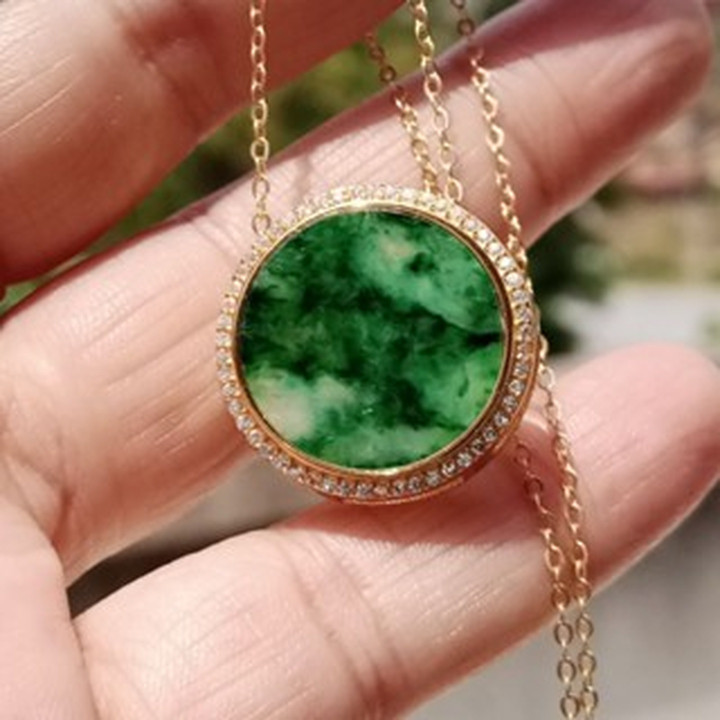 Genuine Burmese Jade Pendant in Sterling Silver