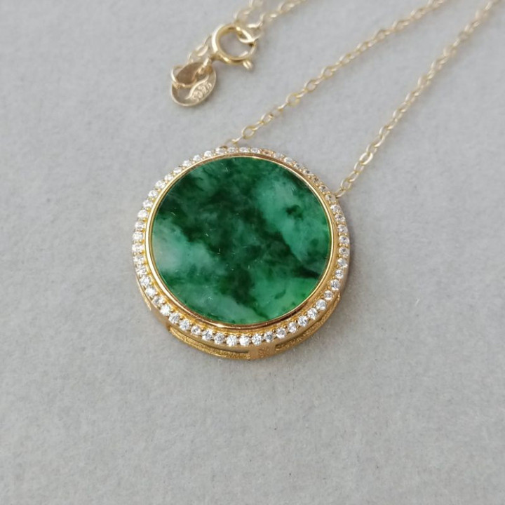 Genuine Burmese Jade Pendant in Sterling Silver