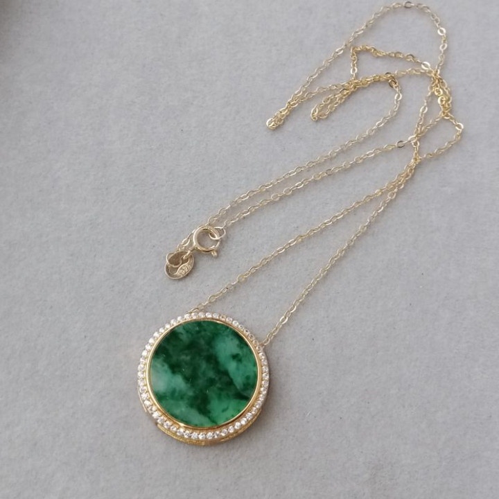 Genuine Burmese Jade Pendant in Sterling Silver