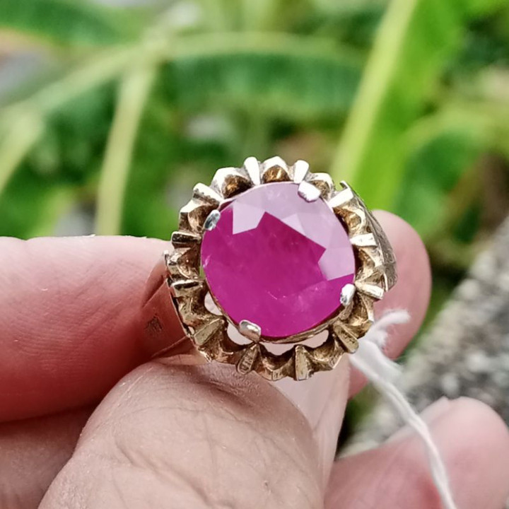Antique Burmese Ruby Ring (4.7ct) | Sterling Silver