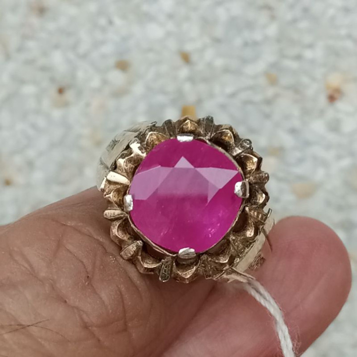 Antique Burmese Ruby Ring (4.7ct) | Sterling Silver
