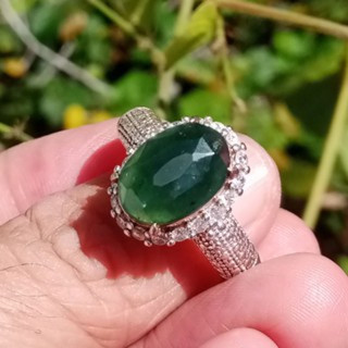 Natural Burmese Jade Ring - Size 58, Faceted Sparkle