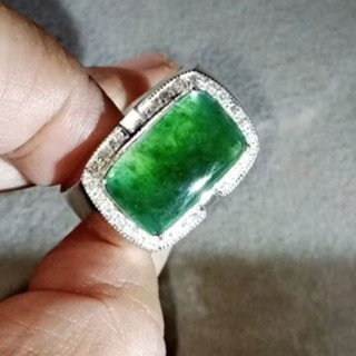 Authentic Burmese Jade Ring | 925 Silver Size 64 | Certificate Included
