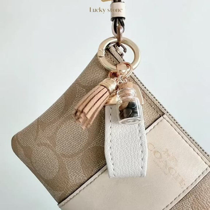 Leather Keychain and Drawstring Bag Set - Cherie Lucky