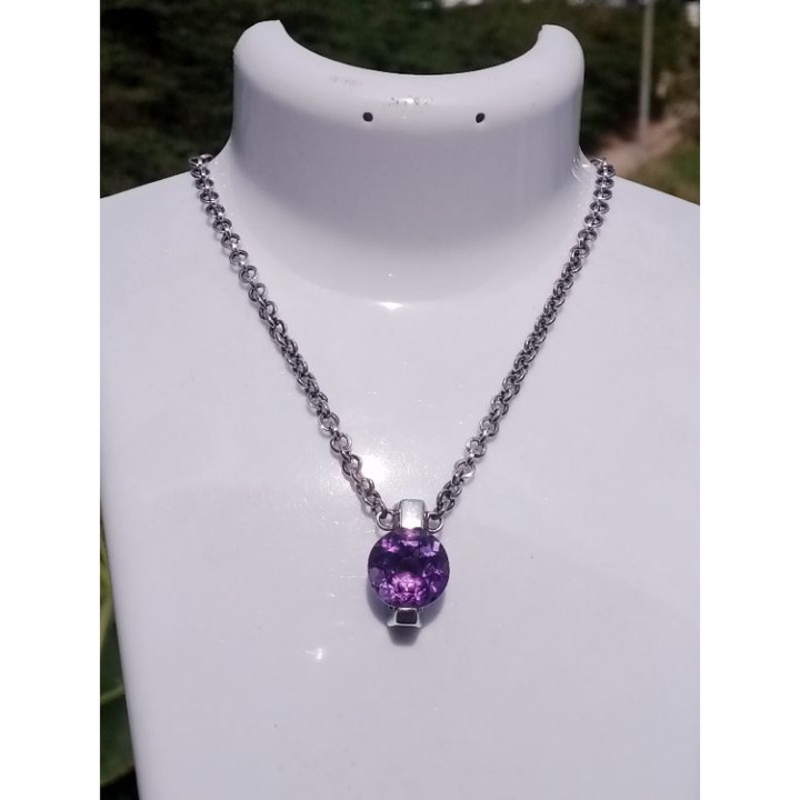 Collier pendentif améthyste | 40-45 cm, argent sterling, Italie