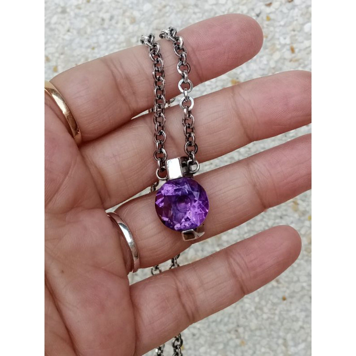 Collier pendentif améthyste | 40-45 cm, argent sterling, Italie