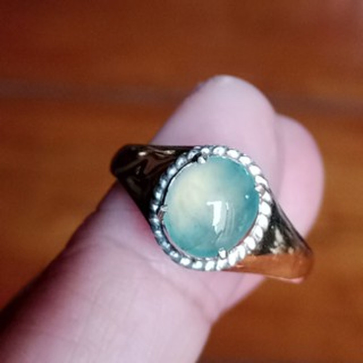Genuine Burmese Jade Ring in 925 Sterling Silver
