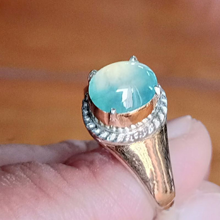 Genuine Burmese Jade Ring in 925 Sterling Silver
