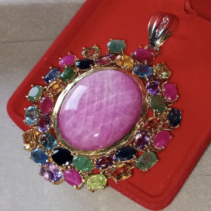 Vintage Heated Ruby Pendant | 92.5 Sterling Silver