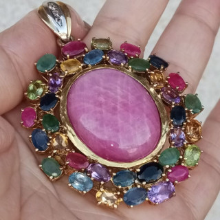 Vintage Heated Ruby Pendant | 92.5 Sterling Silver