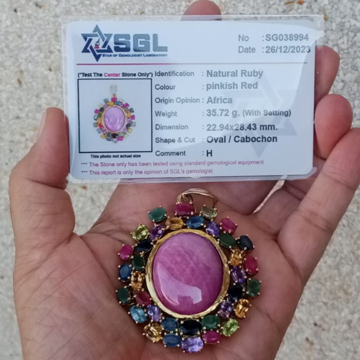 Vintage Heated Ruby Pendant | 92.5 Sterling Silver