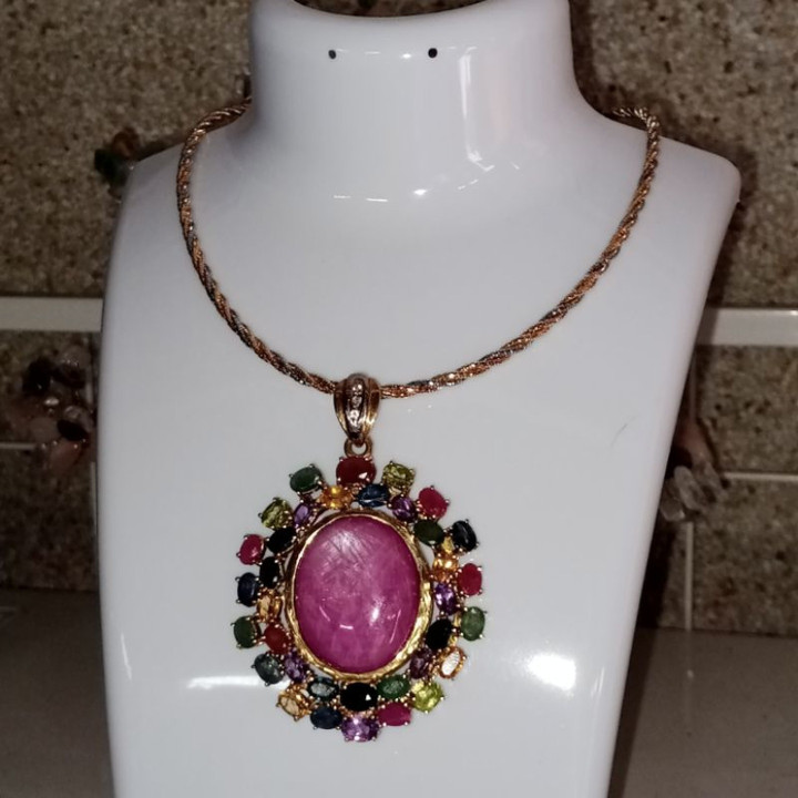 Vintage Heated Ruby Pendant | 92.5 Sterling Silver