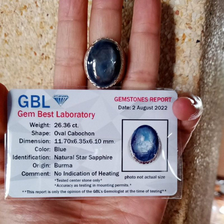 Radiant 26.36ct Blue Star Sapphire from Burma | Certified