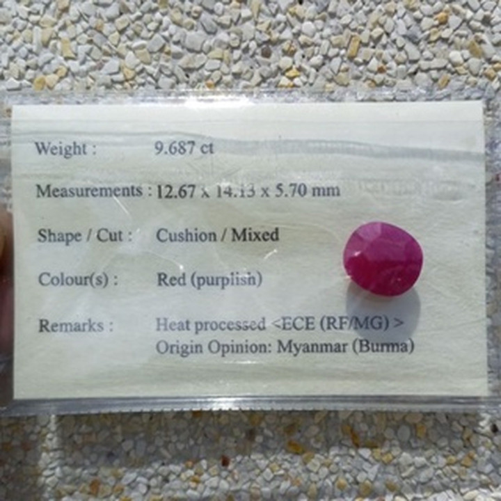 Burmese Ruby | Old Heated | Certified Natural | 9.68ct | Faceted