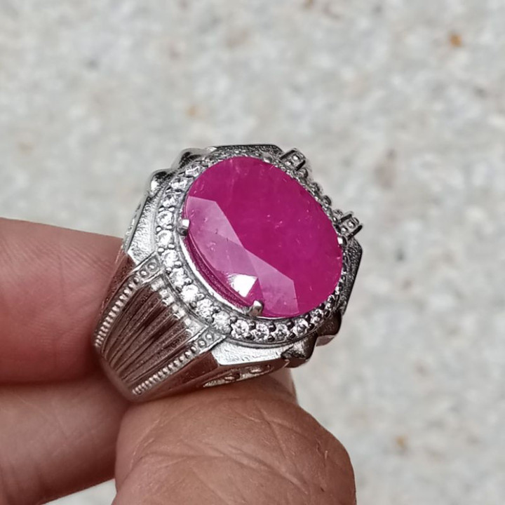 5.39ct Natural Burma Ruby Ring in Sterling Silver #Size62