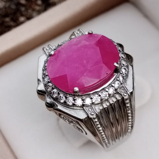 5.39ct Natural Burma Ruby Ring in Sterling Silver #Size62