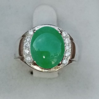 Authentic Burmese Jade Ring | 925 Sterling Silver | Size 57