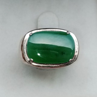 Genuine Burmese Jade Ring in 925 Sterling Silver