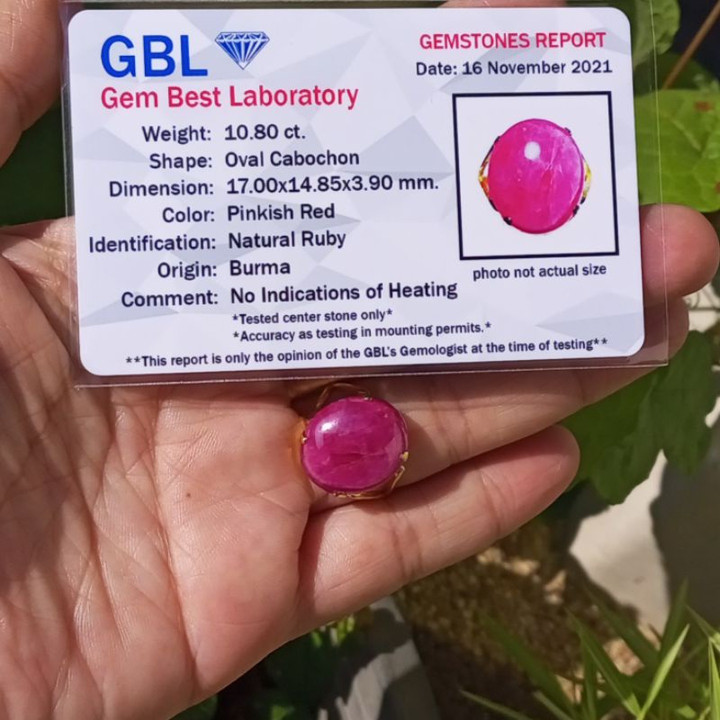Burmese Ruby - 10.80ct, Raw, Certified Natural and Unheated