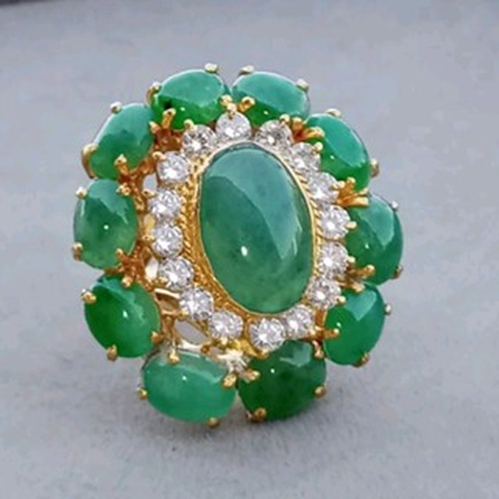 Genuine Type-A Burma Jadeite Ring in Sterling Silver