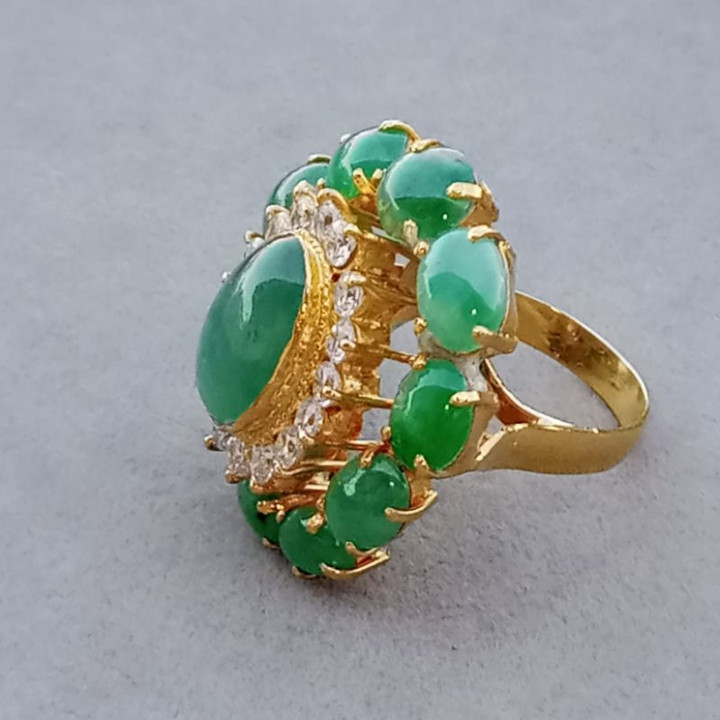 Genuine Type-A Burma Jadeite Ring in Sterling Silver
