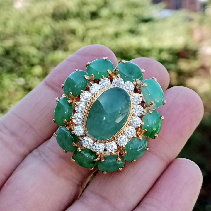 Genuine Type-A Burma Jadeite Ring in Sterling Silver