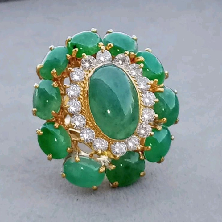 Genuine Type-A Burma Jadeite Ring in Sterling Silver