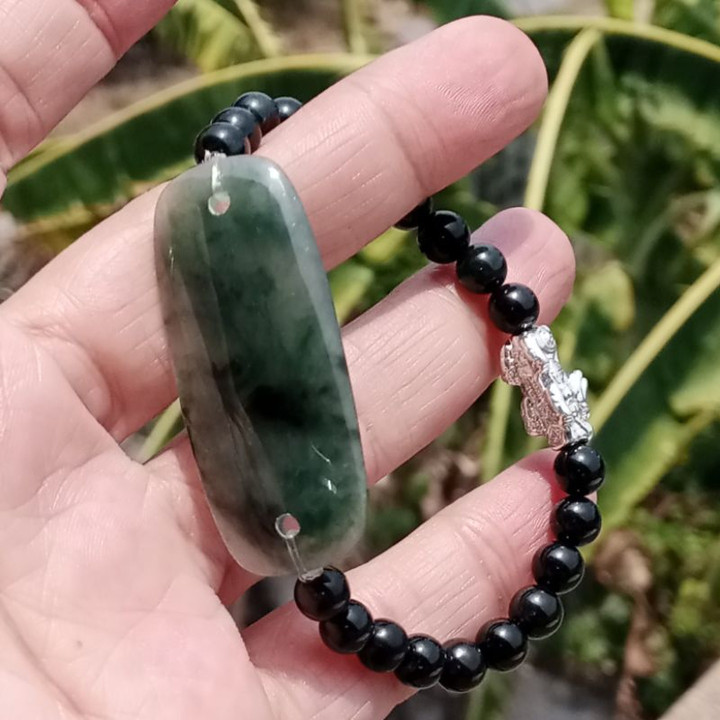 Pulsera de jade birmano auténtico (16-17 cm)