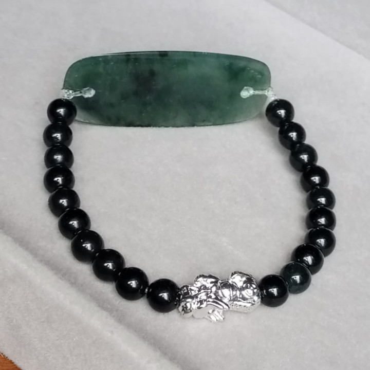 Pulsera de jade birmano auténtico (16-17 cm)