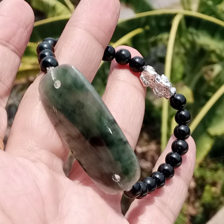 Pulsera de jade birmano auténtico (16-17 cm)