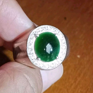 Genuine Burmese Jade Ring | Size 57 | 925 Silver