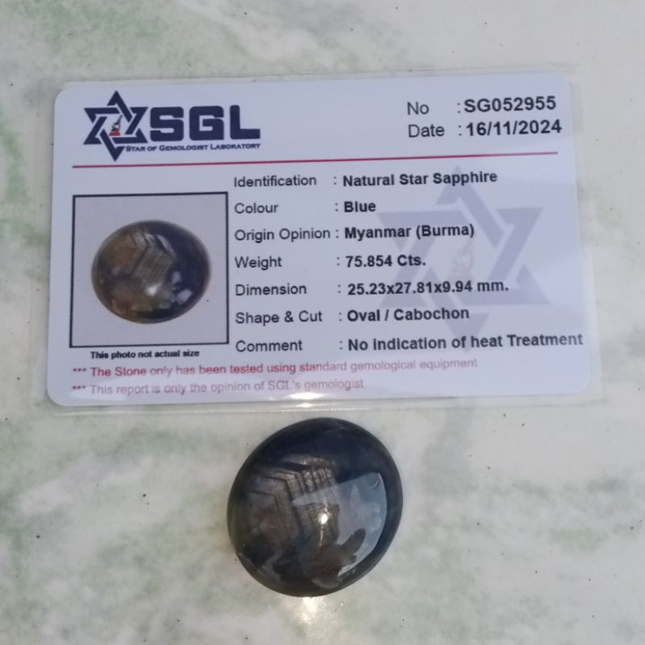 Authentic Burmese Raw Sapphire | Certified 75.85ct