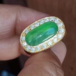 Genuine Burmese Jade Ring | Size 57 | 925 Silver