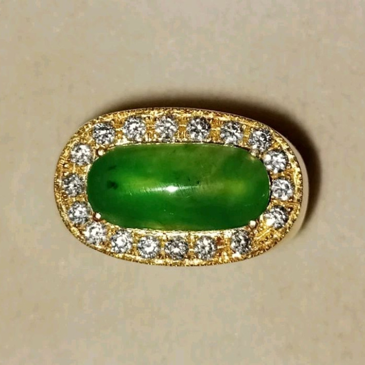 Genuine Burmese Jade Ring | Size 57 | 925 Silver